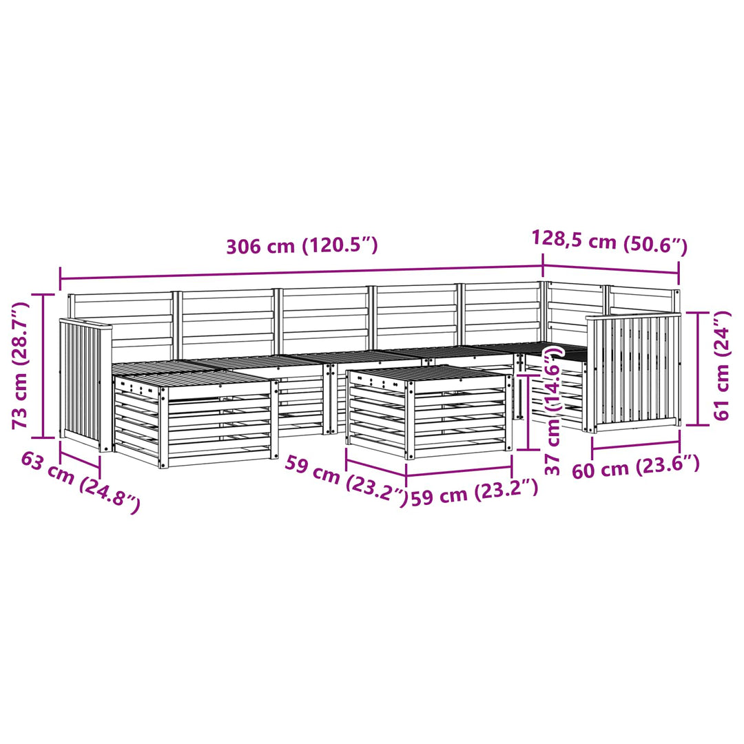 Udendørs sofagruppe 8 pcs Hvid 59 x 59 x 37 cm