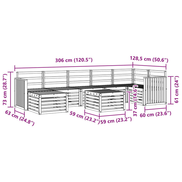 Udendørs sofagruppe 8 pcs Hvid 59 x 59 x 37 cm