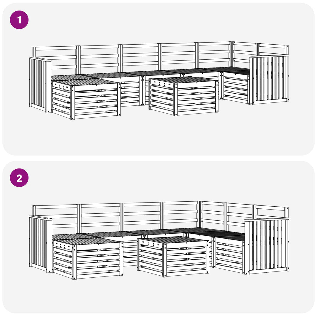 Udendørs sofagruppe 8 pcs Hvid 59 x 59 x 37 cm