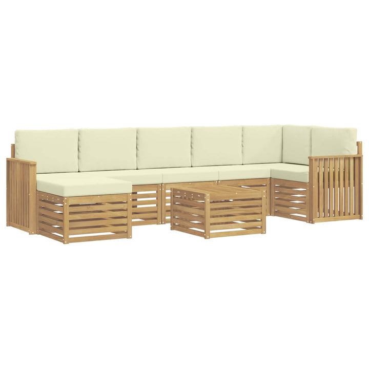 Udendørs sofagruppe 8 pcs Hvid og cremefarvet 59 x 59 x 37 cm