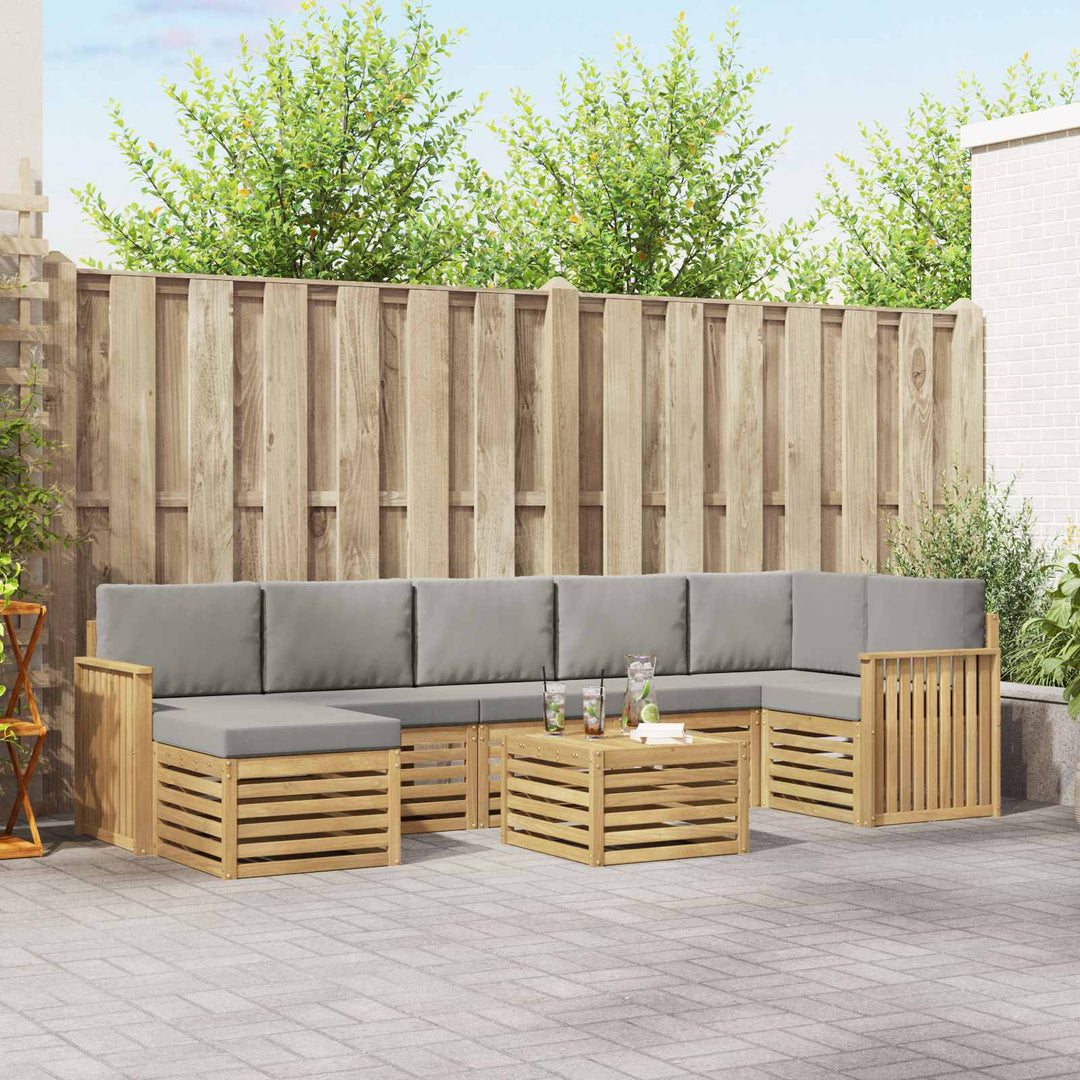 Udendørs sofagruppe 8 pcs Hvid og lysegrå 59 x 59 x 37 cm
