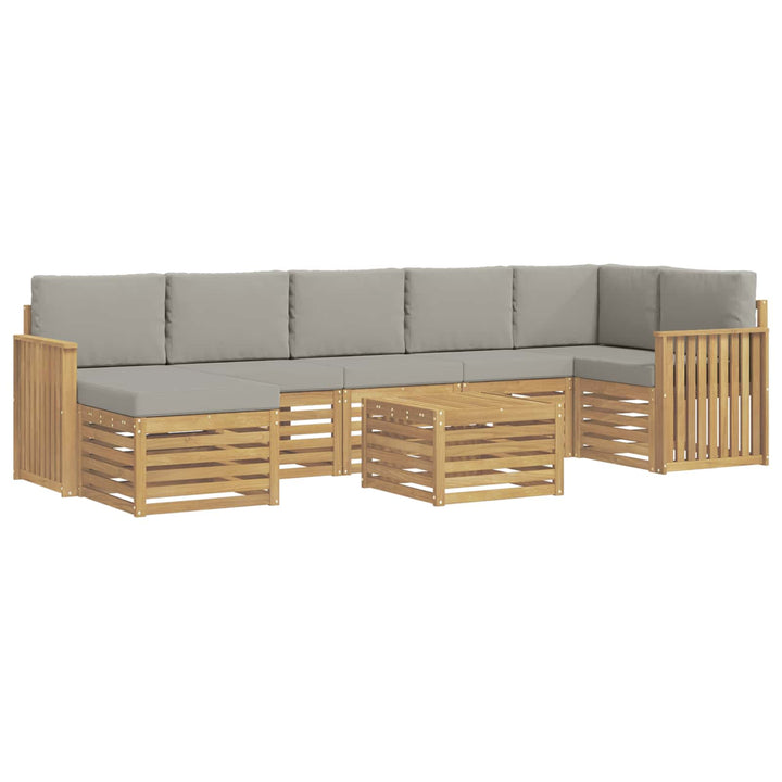 Udendørs sofagruppe 8 pcs Hvid og lysegrå 59 x 59 x 37 cm