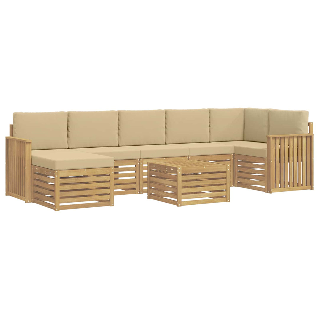 Udendørs sofagruppe 8 pcs Hvid og Beige 59 x 59 x 37 cm
