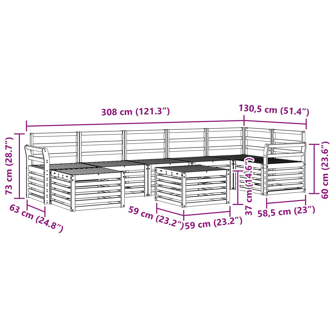 Udendørs sofagruppe 8 pcs Hvid 59 x 59 x 37 cm