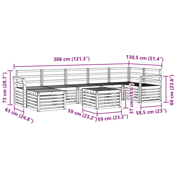 Udendørs sofagruppe 8 pcs Hvid 59 x 59 x 37 cm