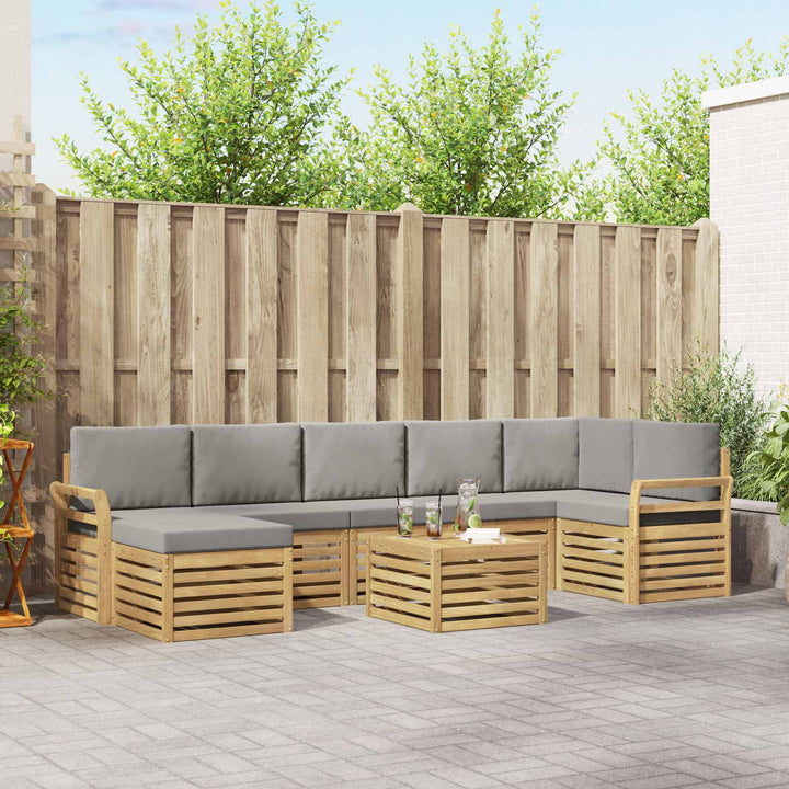 Udendørs sofagruppe 8 pcs Hvid og lysegrå 59 x 59 x 37 cm