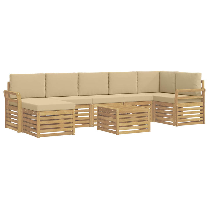 Udendørs sofagruppe 8 pcs Hvid og Beige 59 x 59 x 37 cm