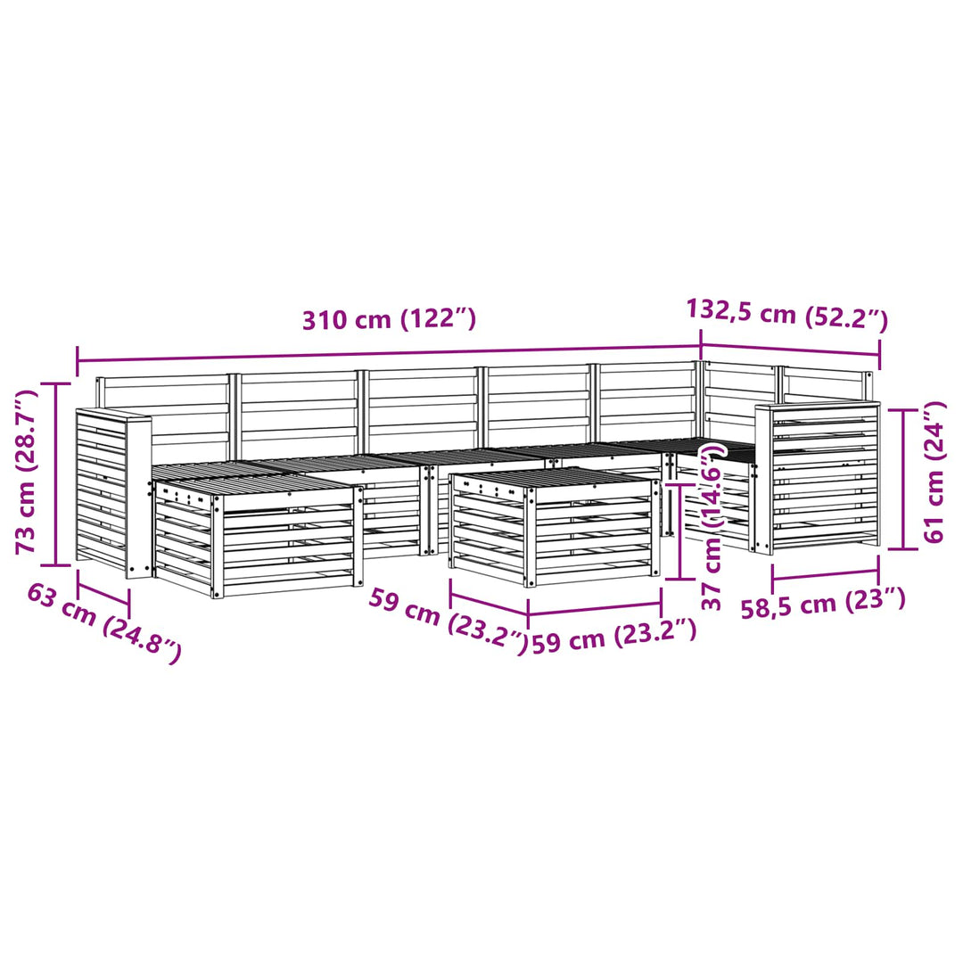 Udendørs sofagruppe 8 pcs Hvid 59 x 59 x 37 cm