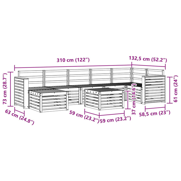 Udendørs sofagruppe 8 pcs Hvid 59 x 59 x 37 cm