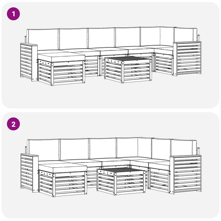 Udendørs sofagruppe 8 pcs Hvid og cremefarvet 59 x 59 x 37 cm
