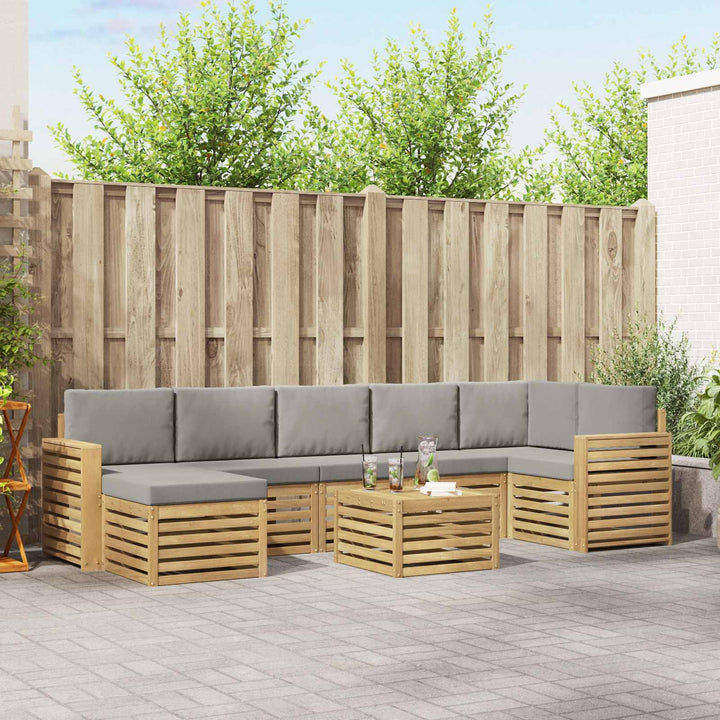 Udendørs sofagruppe 8 pcs Hvid og lysegrå 59 x 59 x 37 cm