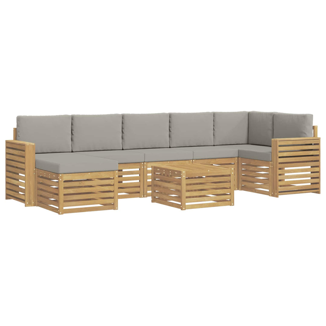 Udendørs sofagruppe 8 pcs Hvid og lysegrå 59 x 59 x 37 cm
