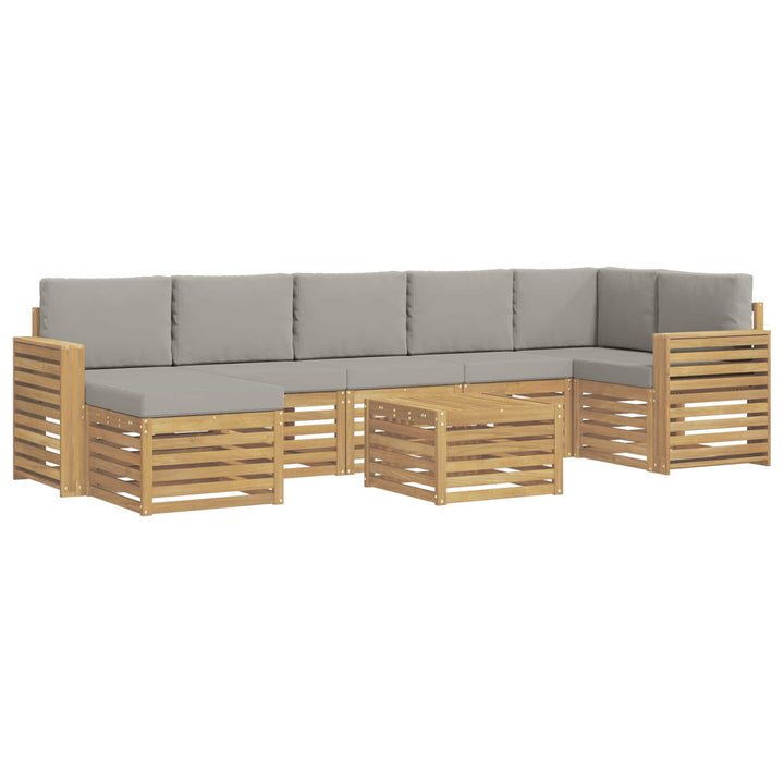 Udendørs sofagruppe 8 pcs Hvid og lysegrå 59 x 59 x 37 cm