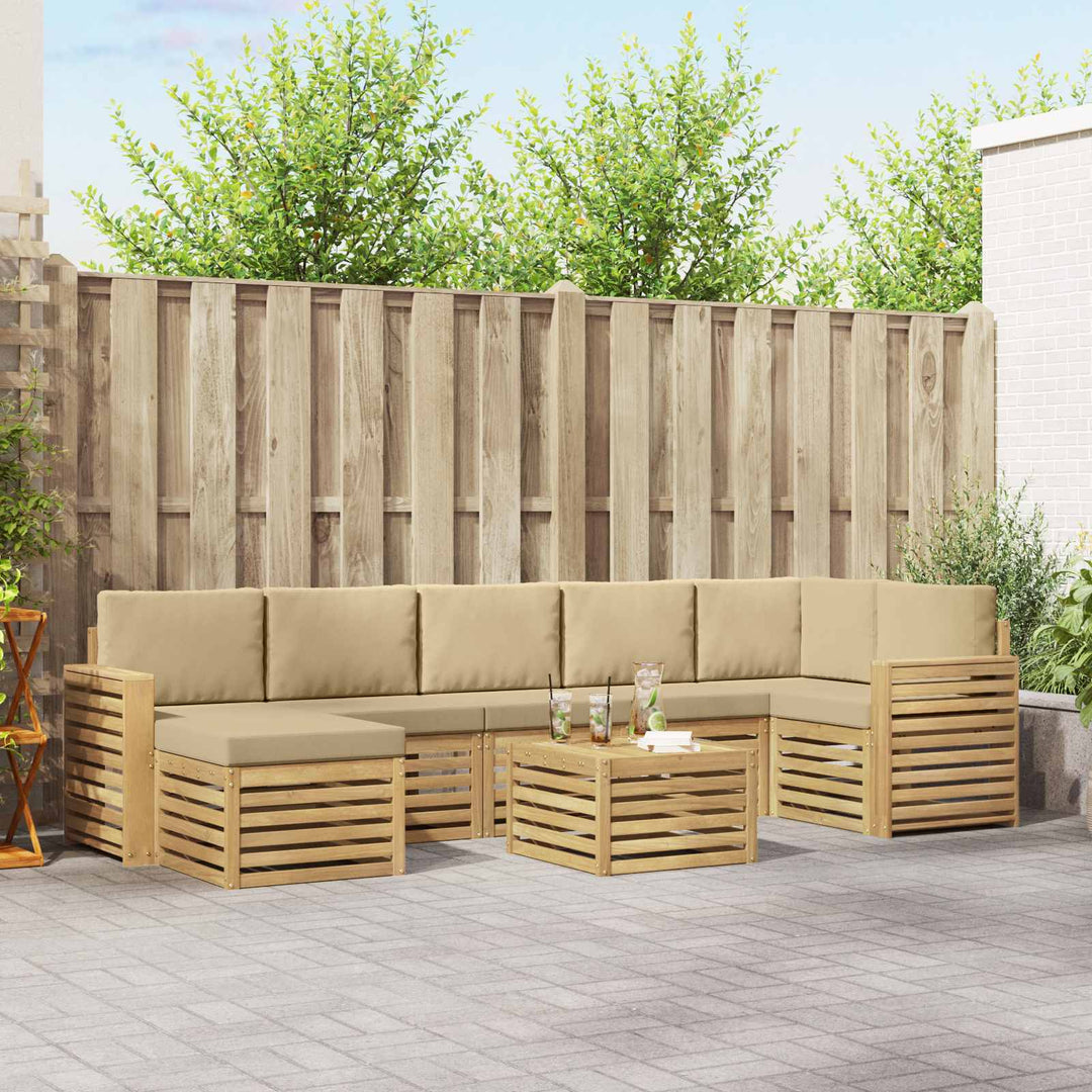Udendørs sofagruppe 8 pcs Hvid og Beige 59 x 59 x 37 cm