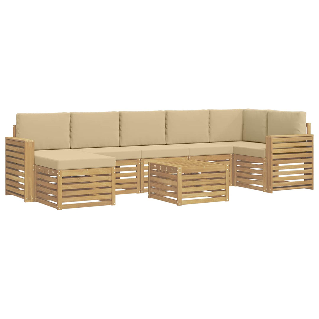 Udendørs sofagruppe 8 pcs Hvid og Beige 59 x 59 x 37 cm