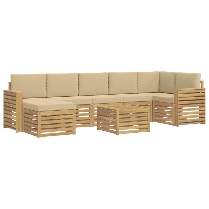 Udendørs sofagruppe 8 pcs Hvid og Beige 59 x 59 x 37 cm