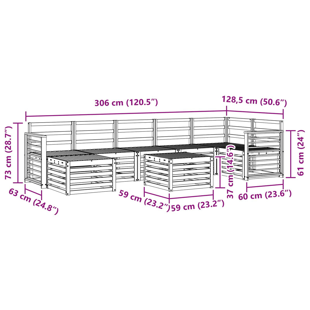 Udendørs sofagruppe 8 pcs Hvid 59 x 59 x 37 cm