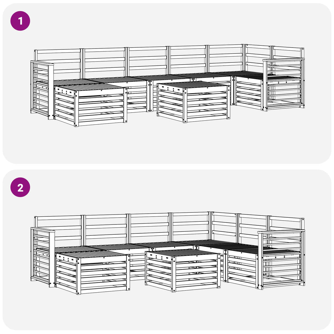 Udendørs sofagruppe 8 pcs Hvid 59 x 59 x 37 cm