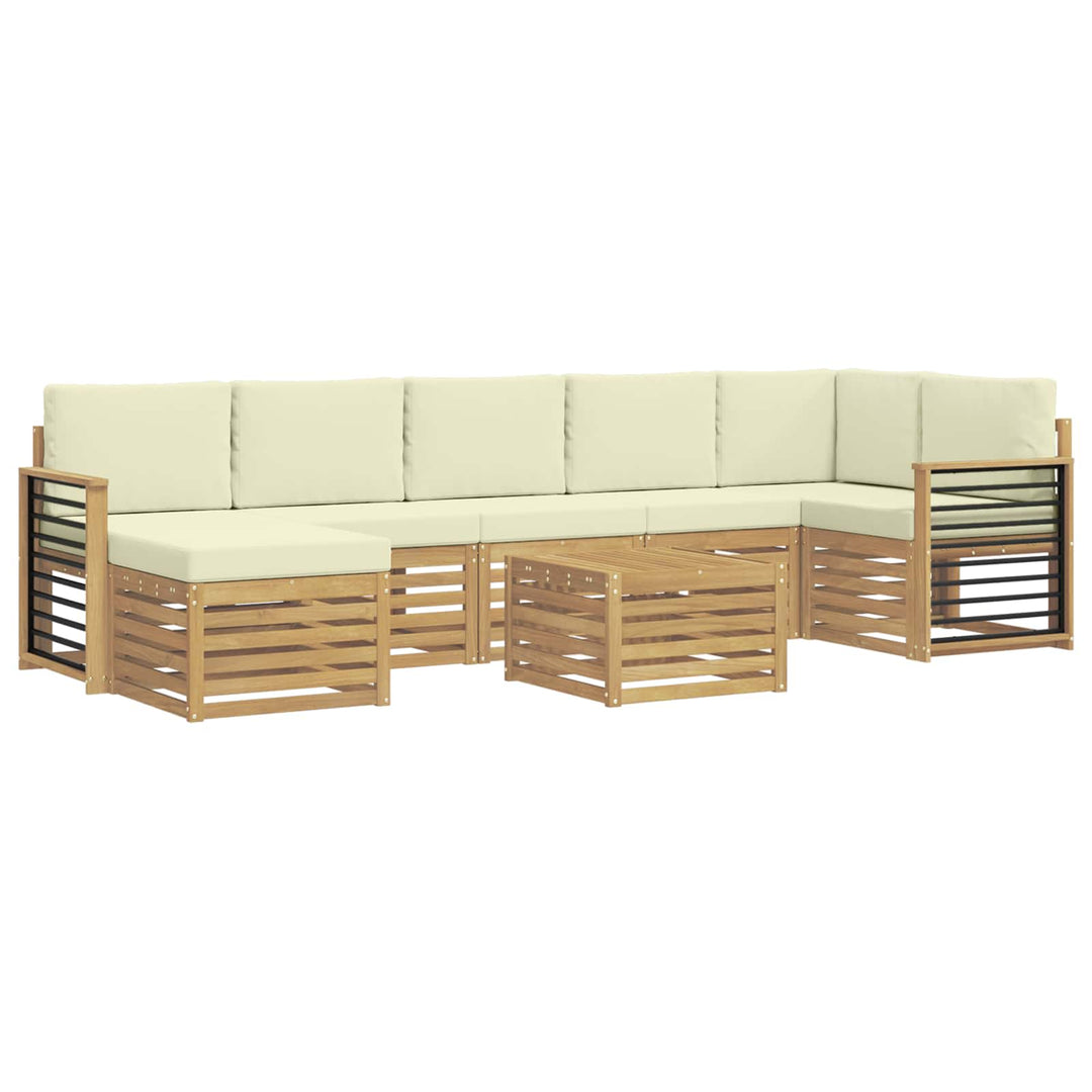 Udendørs sofagruppe 8 pcs Hvid og cremefarvet 59 x 59 x 37 cm