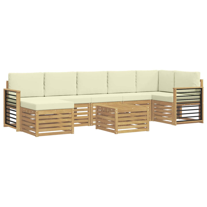 Udendørs sofagruppe 8 pcs Hvid og cremefarvet 59 x 59 x 37 cm