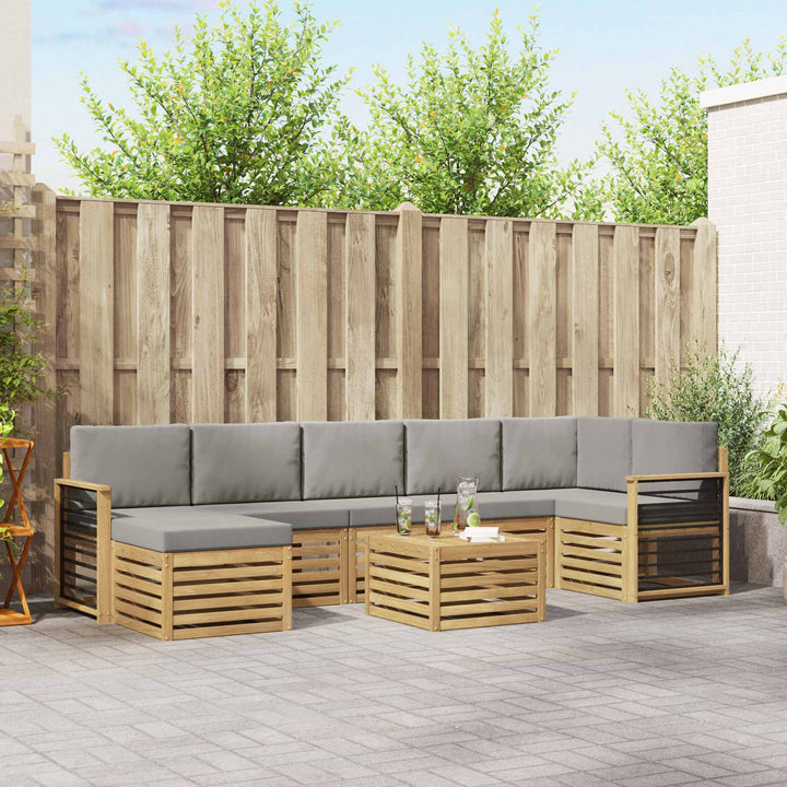 Udendørs sofagruppe 8 pcs Hvid og lysegrå 59 x 59 x 37 cm