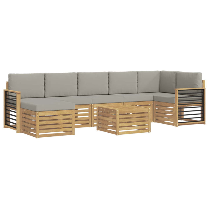 Udendørs sofagruppe 8 pcs Hvid og lysegrå 59 x 59 x 37 cm