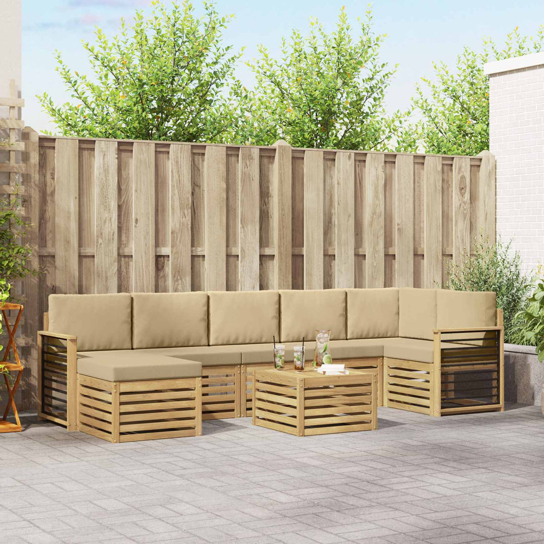 Udendørs sofagruppe 8 pcs Hvid og Beige 59 x 59 x 37 cm