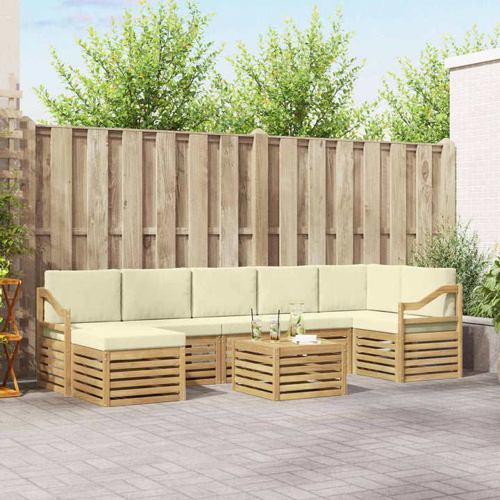 Udendørs sofagruppe 8 pcs Hvid og cremefarvet 59 x 59 x 37 cm