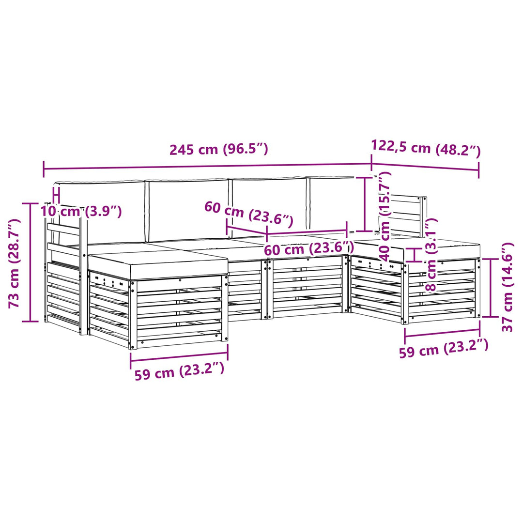 Udendørs sofagruppe 6 pcs Hvid og cremefarvet