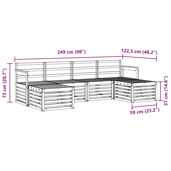 Udendørs sofagruppe 5 pcs Hvid 249 x 122,5 x 73 cm