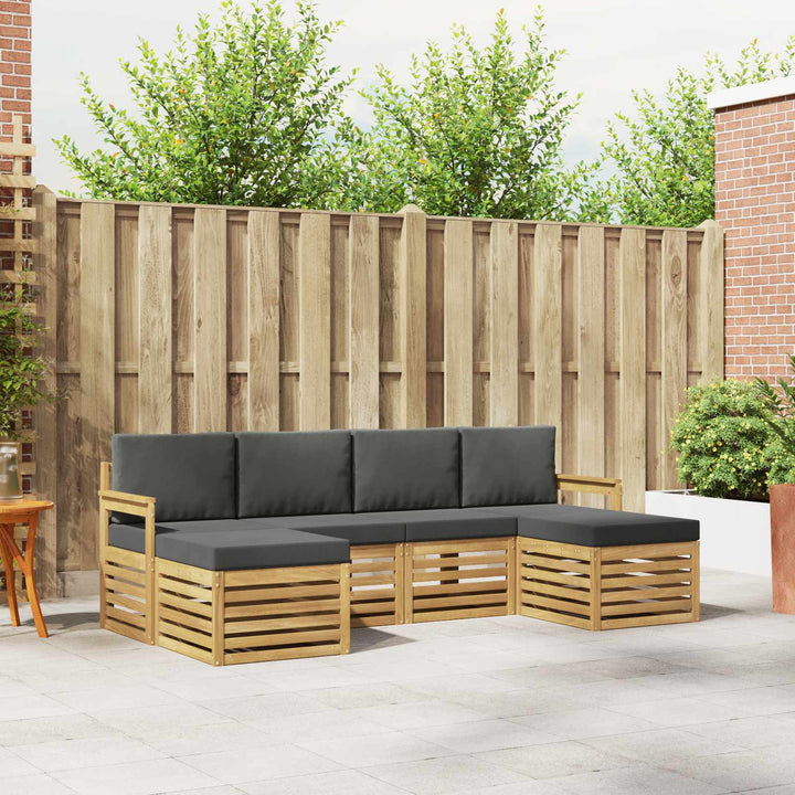 Sofasæt 6 pcs Hvid og antracit 249 x 122,5 x 73 cm Polyester