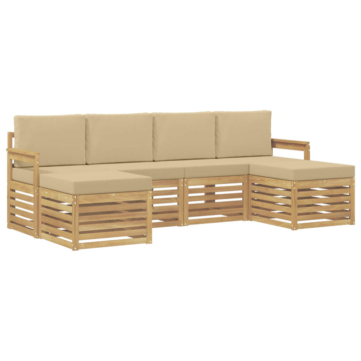Udendørs sofagruppe 5 pcs Hvid og Beige 249 x 122,5 x 73 cm