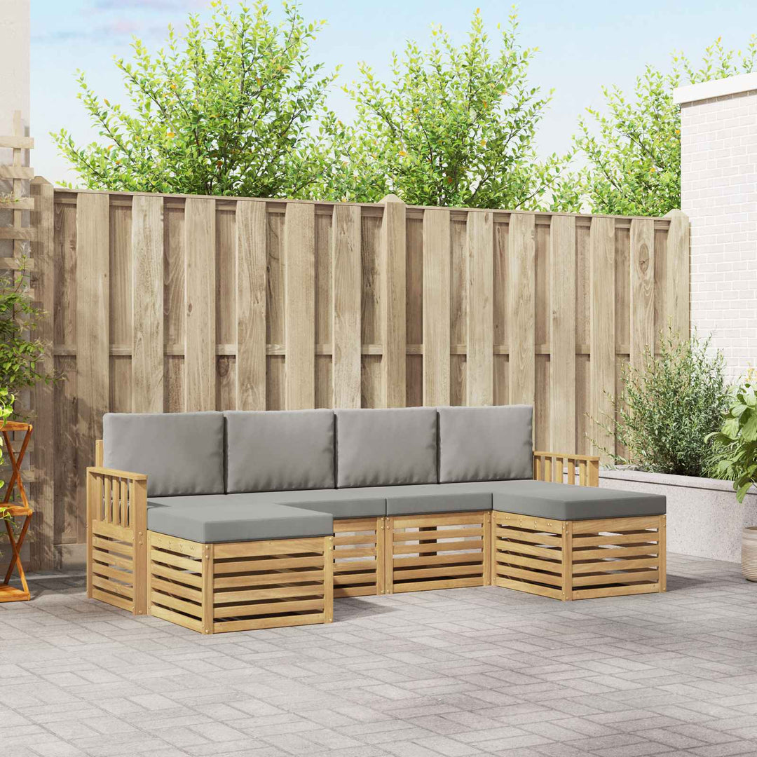 Udendørs sofagruppe 5 pcs Hvid Og Lys Grå 249 x 122,5 x 73 cm