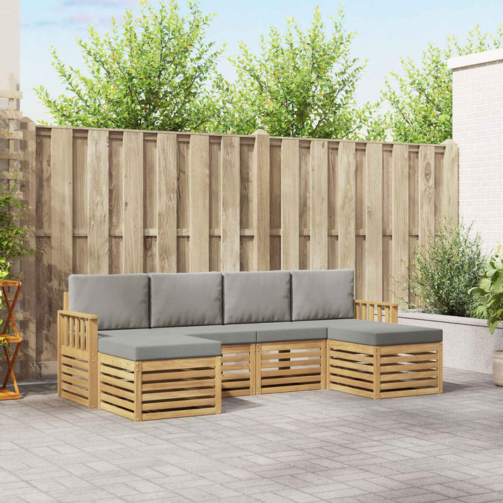 Udendørs sofagruppe 5 pcs Hvid Og Lys Grå 249 x 122,5 x 73 cm