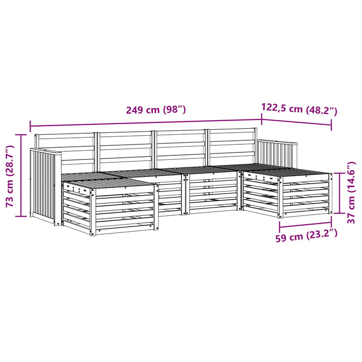 Udendørs sofagruppe 6 pcs Hvid 249 x 122,5 x 73 cm