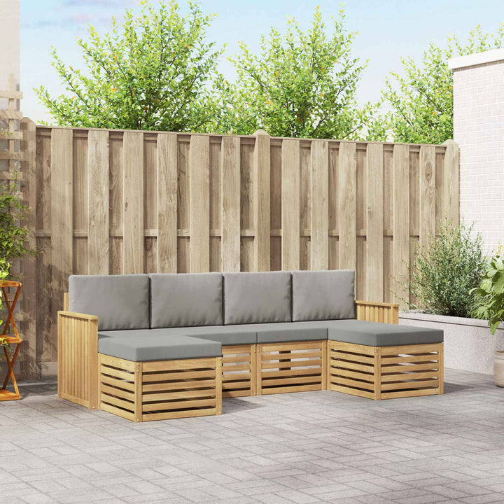 Udendørs sofagruppe 6 pcs Hvid og lysegrå 249 x 122,5 x 73 cm