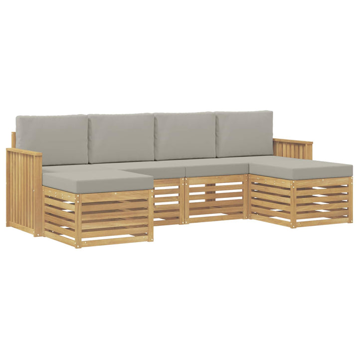 Udendørs sofagruppe 6 pcs Hvid og lysegrå 249 x 122,5 x 73 cm
