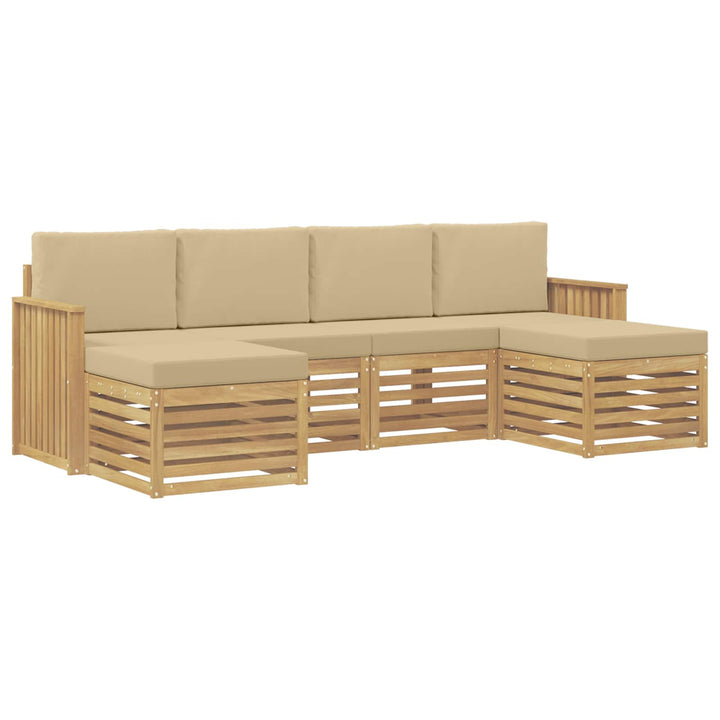 Udendørs sofagruppe 6 pcs Hvid og Beige 249 x 122,5 x 73 cm