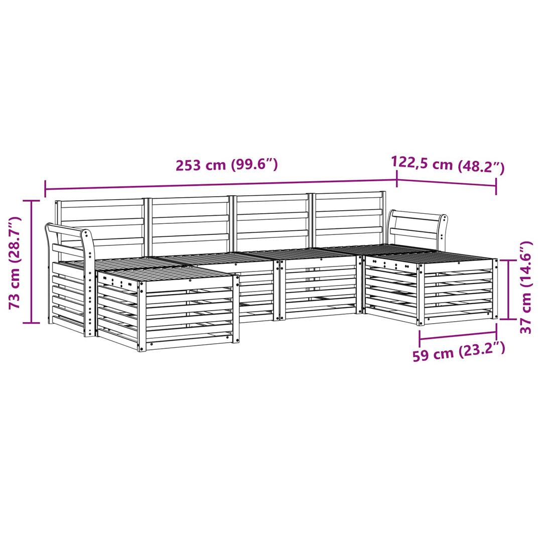 Udendørs sofagruppe 6 pcs Hvid 253 x 122,5 x 73 cm