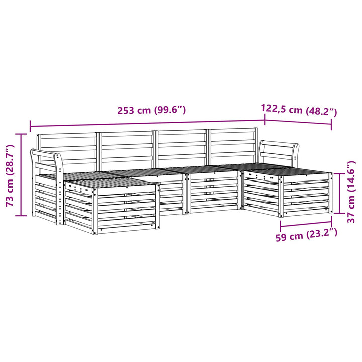 Udendørs sofagruppe 6 pcs Hvid 253 x 122,5 x 73 cm