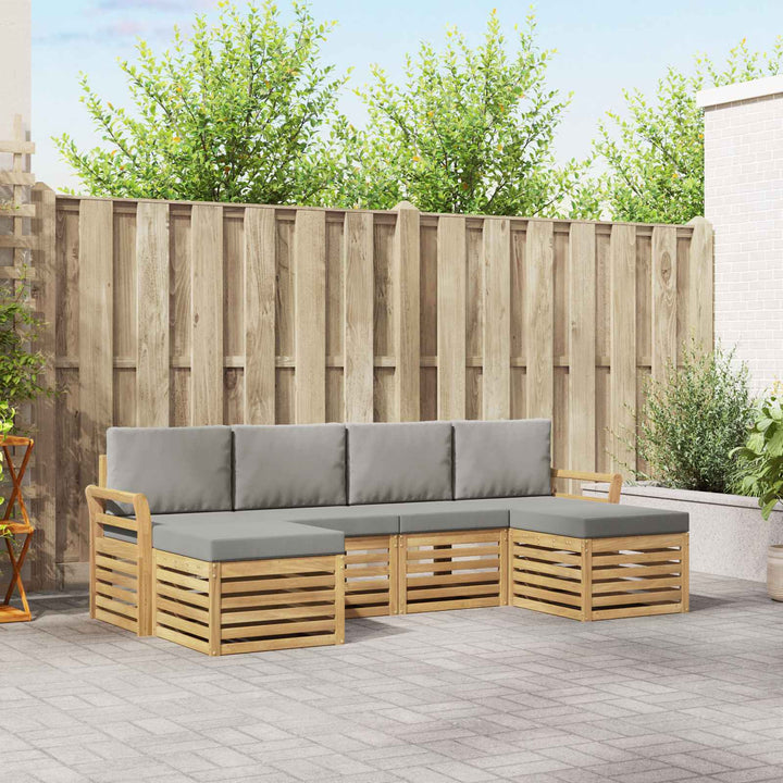 Udendørs sofagruppe 6 pcs Hvid og lysegrå 253 x 122,5 x 73 cm