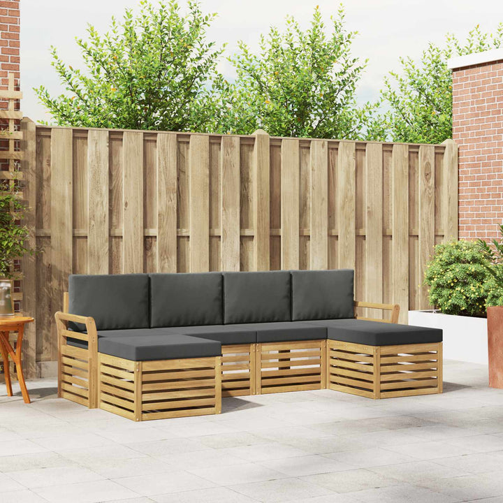 Udendørs sofagruppe 6 pcs Hvid og antracit 253 x 122,5 x 73 cm