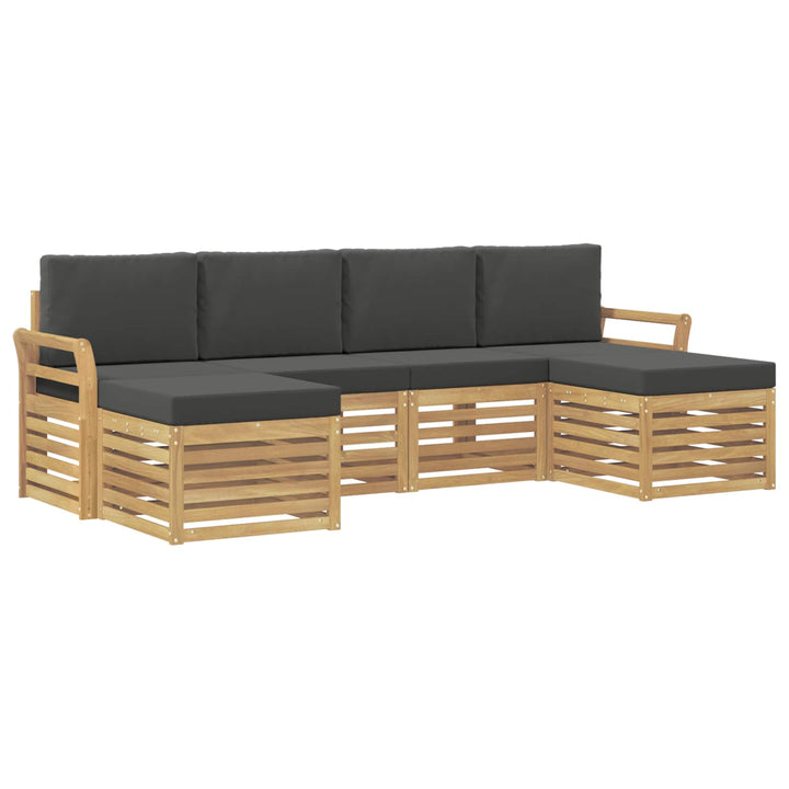 Udendørs sofagruppe 6 pcs Hvid og antracit 253 x 122,5 x 73 cm