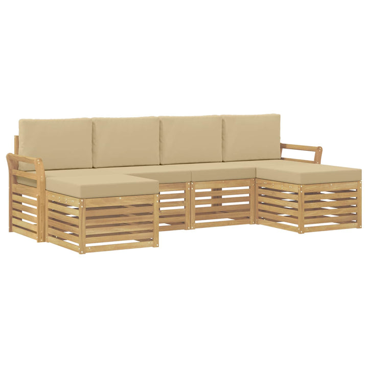 Udendørs sofagruppe 6 pcs Hvid og Beige 253 x 122,5 x 73 cm
