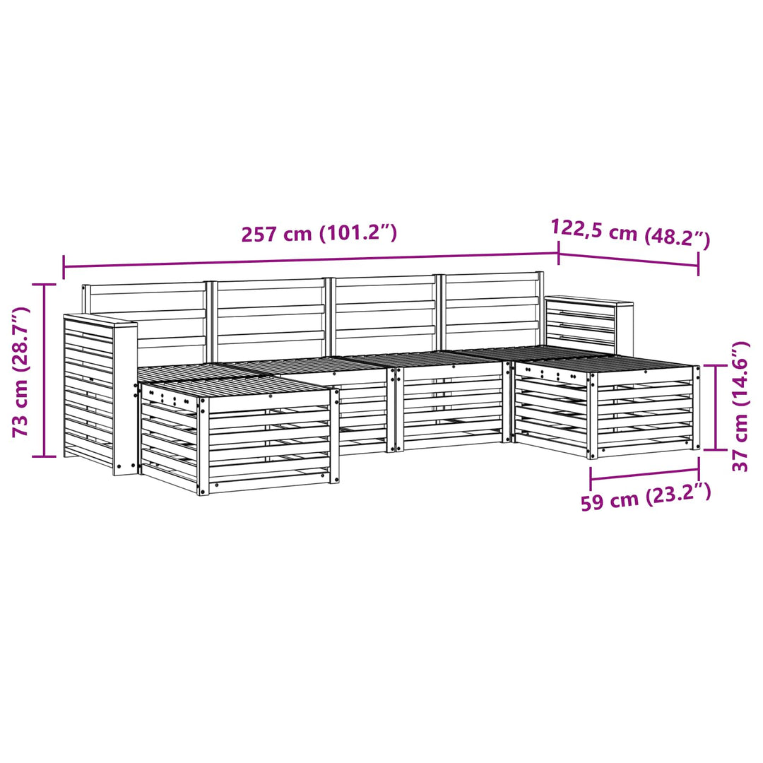 Udendørs sofagruppe 6 pcs Hvid 257 x 122,5 x 73 cm