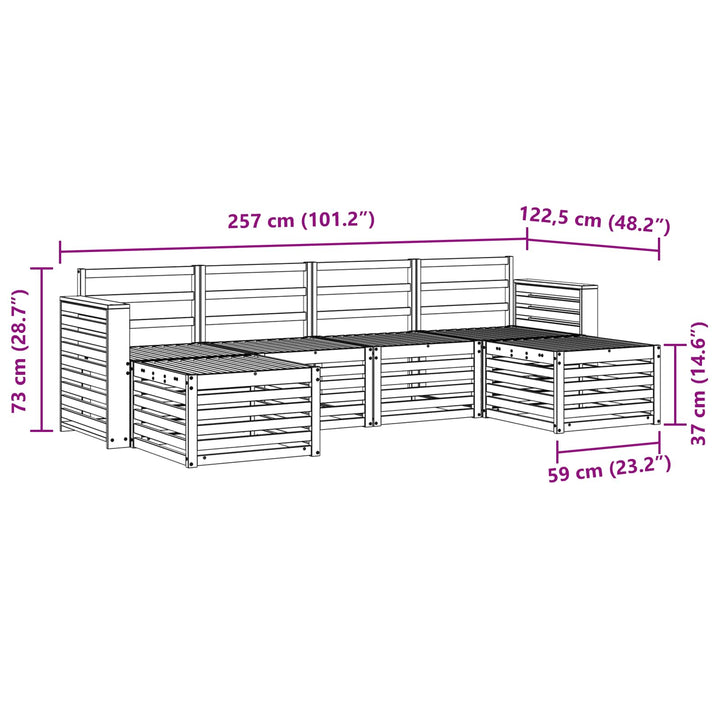 Udendørs sofagruppe 6 pcs Hvid 257 x 122,5 x 73 cm