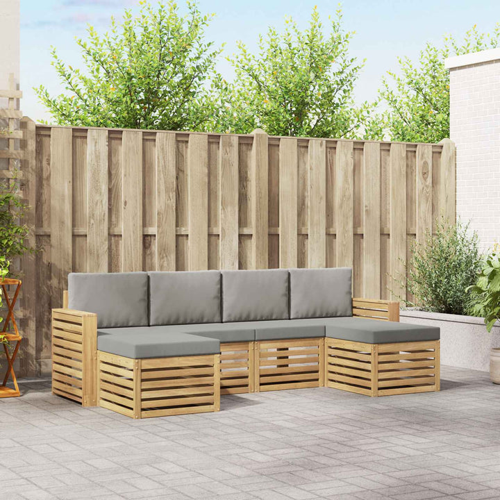 Udendørs sofagruppe 6 pcs Hvid og lysegrå 257 x 122,5 x 73 cm