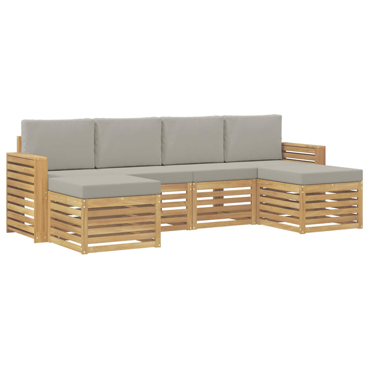 Udendørs sofagruppe 6 pcs Hvid og lysegrå 257 x 122,5 x 73 cm