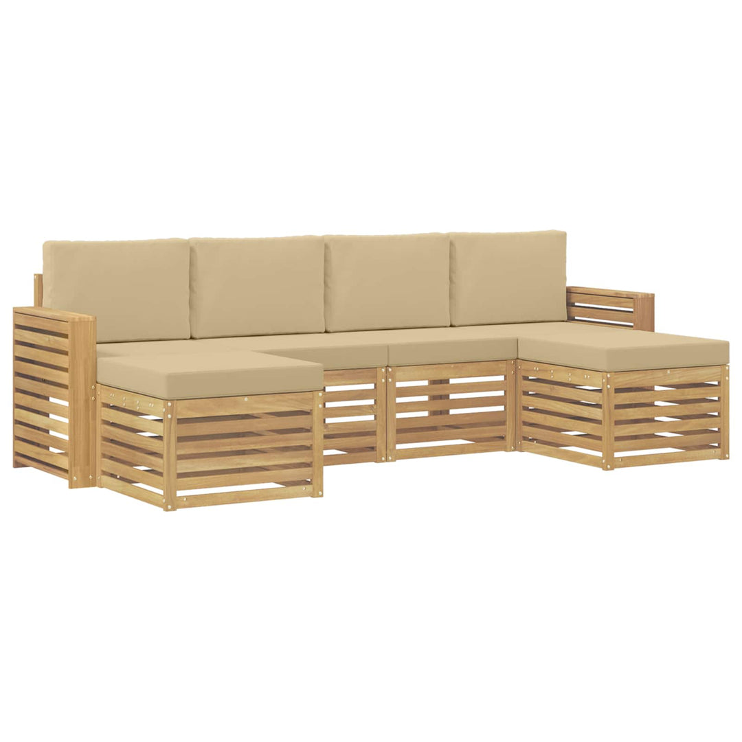 Udendørs sofagruppe 6 pcs Hvid og Beige 257 x 122,5 x 73 cm