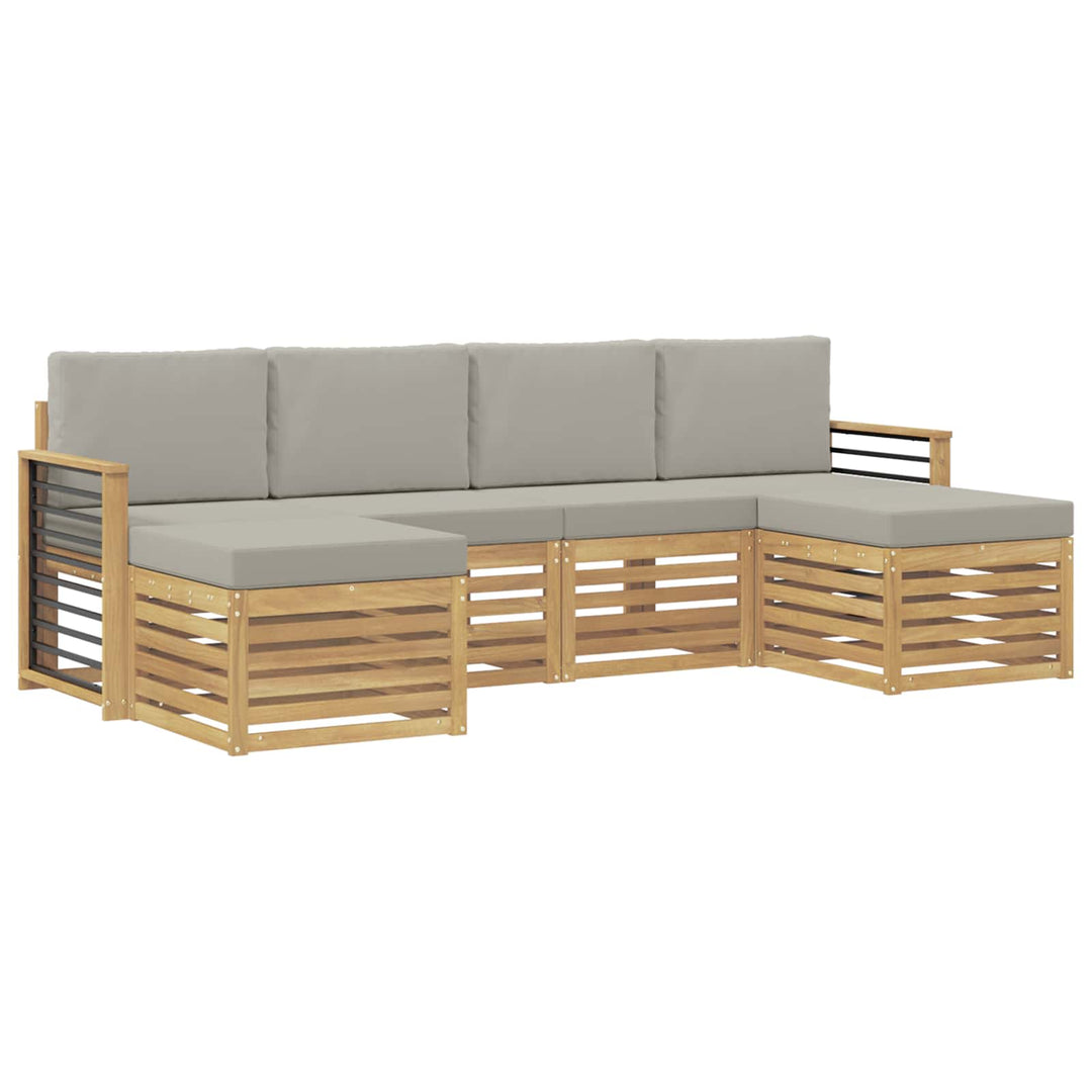 Sofasæt 6 pcs Hvid og lysegrå 249 x 122,5 x 73 cm Polyester